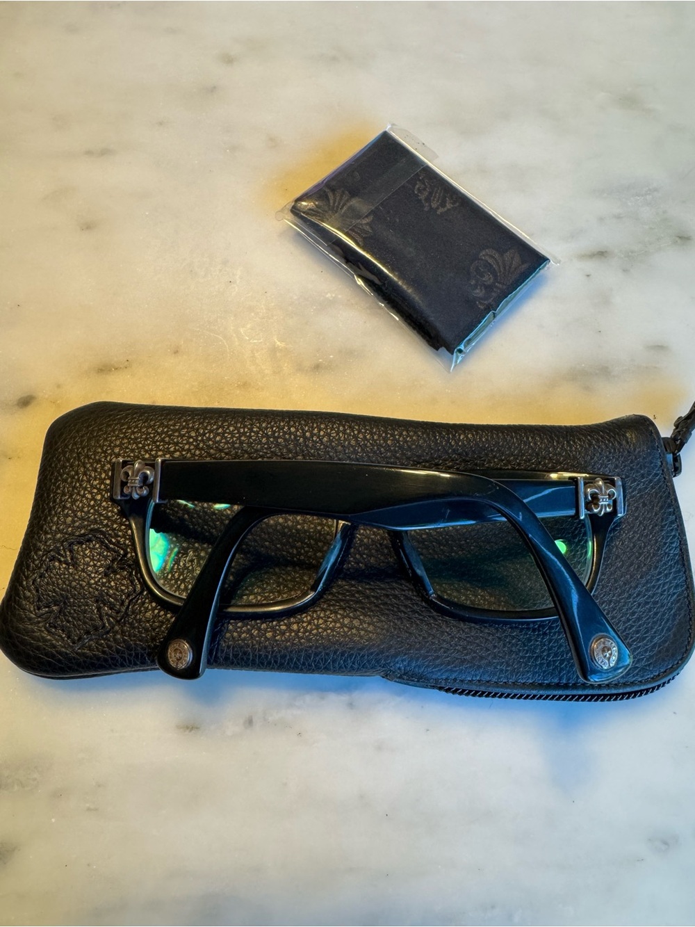 Authentic Chrome Hearts GITTIN ANY? Black Eyeglasses Frames w/ Case Pouch Cloth - Picture 9 of 14